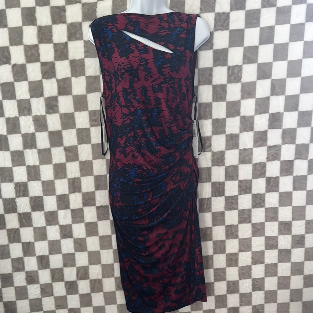 NWT DKNYC Blue and Red Asymmetrical Bodycon ColorBlock Dress Size M/Medium - Picture 2 of 14